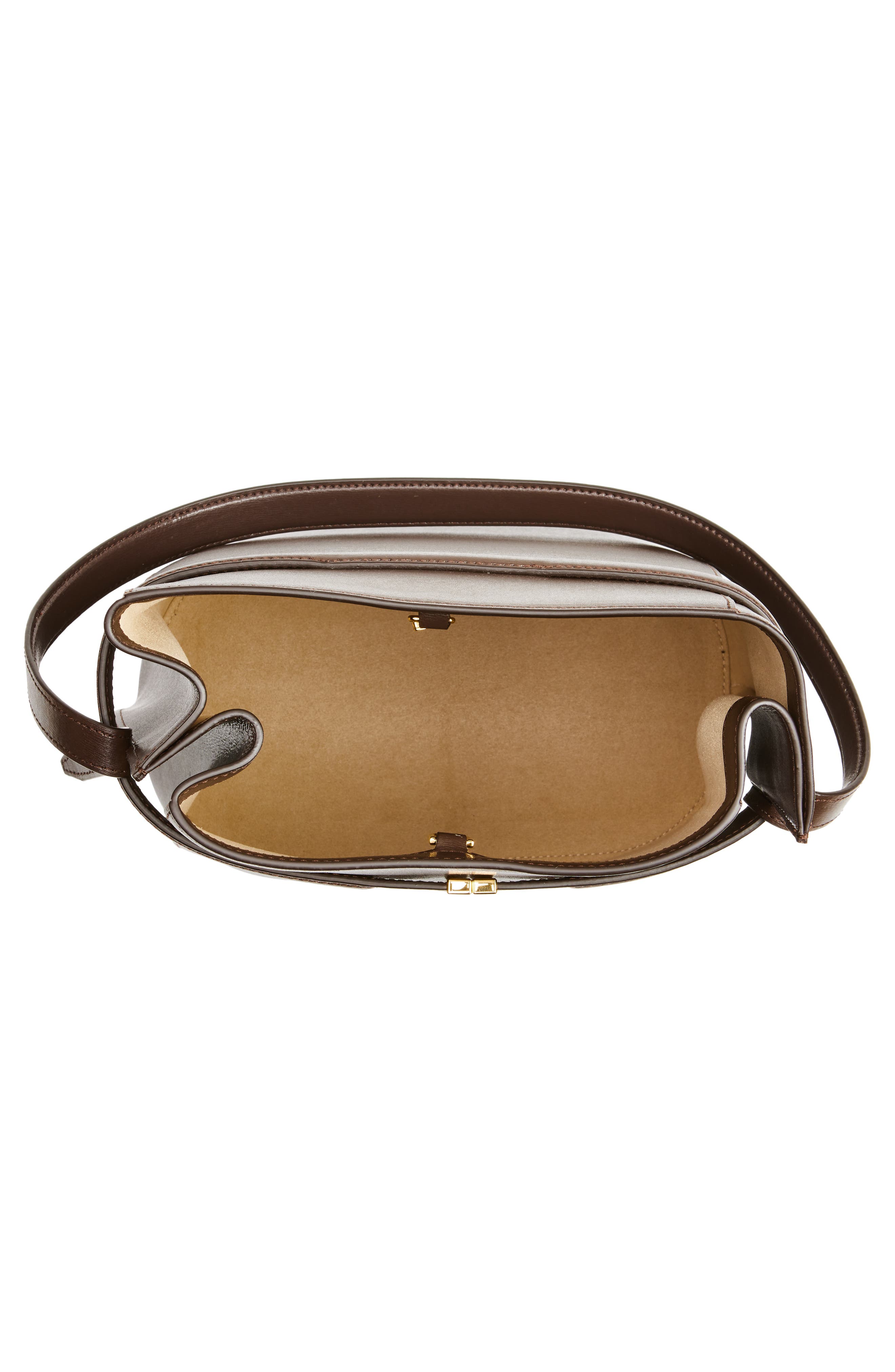 Belted Leather Bucket Bag, Alternate, color, BARK