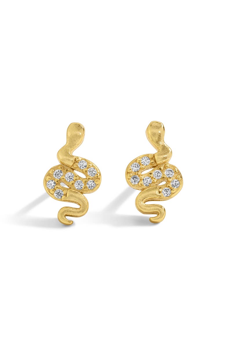 Mazin Jewels Mini Snake Studs, Main, color, Gold