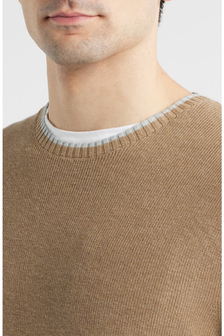 Hatched Cotton & Silk Blend Crewneck Sweater, Alternate, color, ALPACA