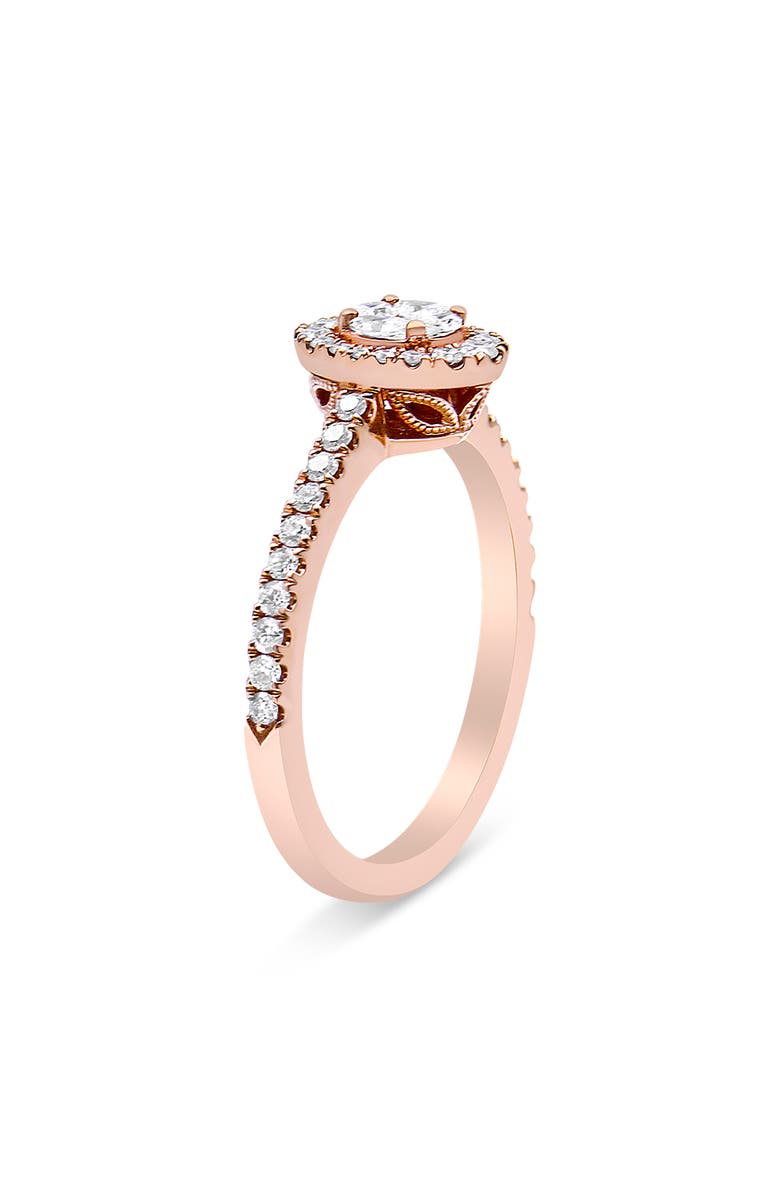 Haus of Brilliance 18K Rose Gold 1/2 Cttw Diamond Oval Shaped Halo Engagement Ring, Alternate, color, Pink