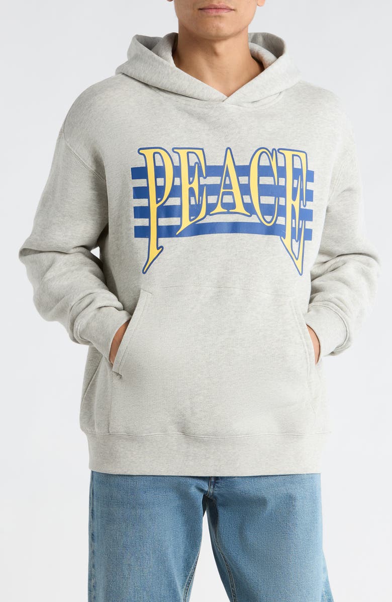 Museum of Peace & Quiet Seventies Logo Cotton Graphic Hoodie, Main, color, Ash