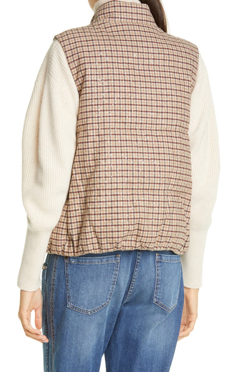 Brunello Cucinelli Check Down Quilted Vest, Alternate, color, 