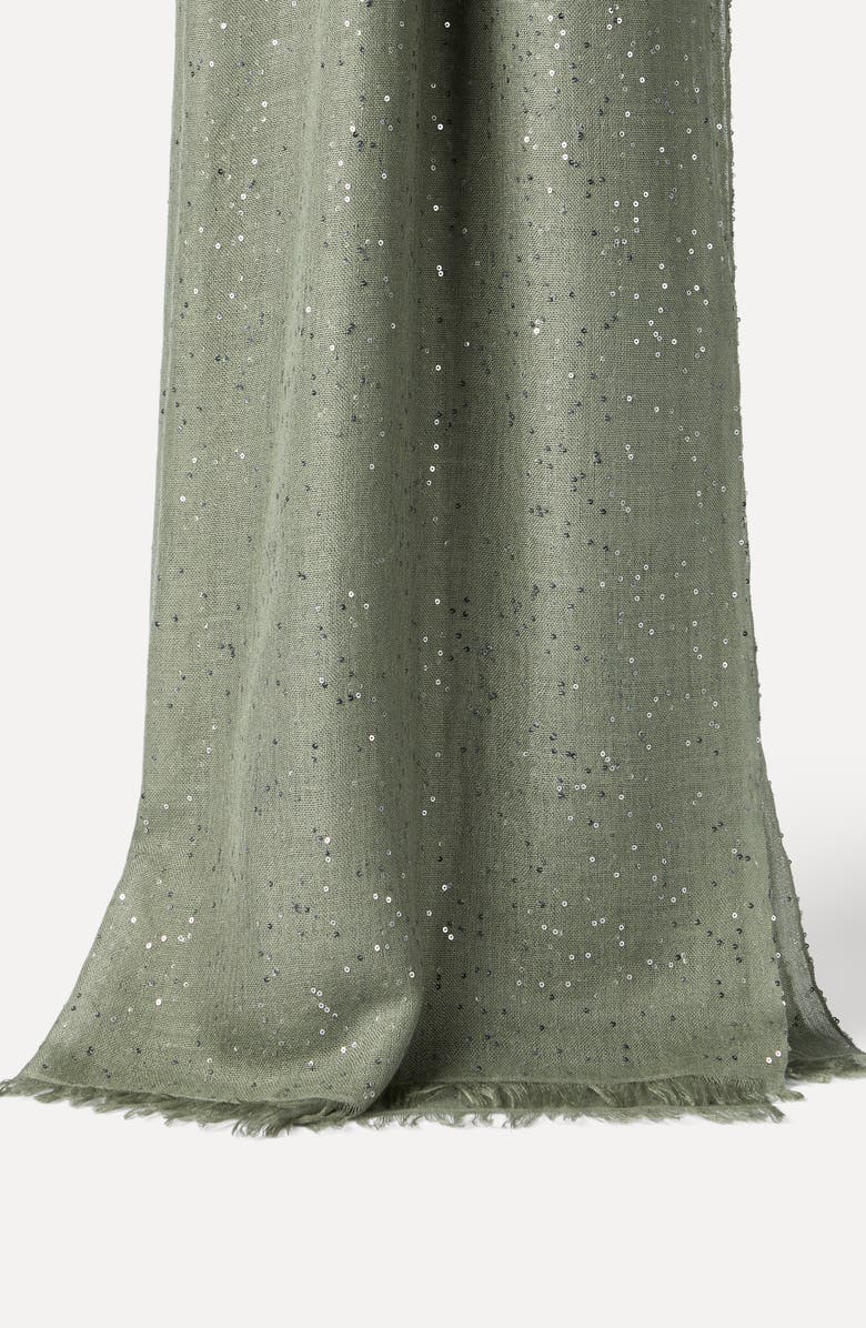 Brunello Cucinelli Cashmere and silk Diamond yarn scarf, Alternate, color, Green