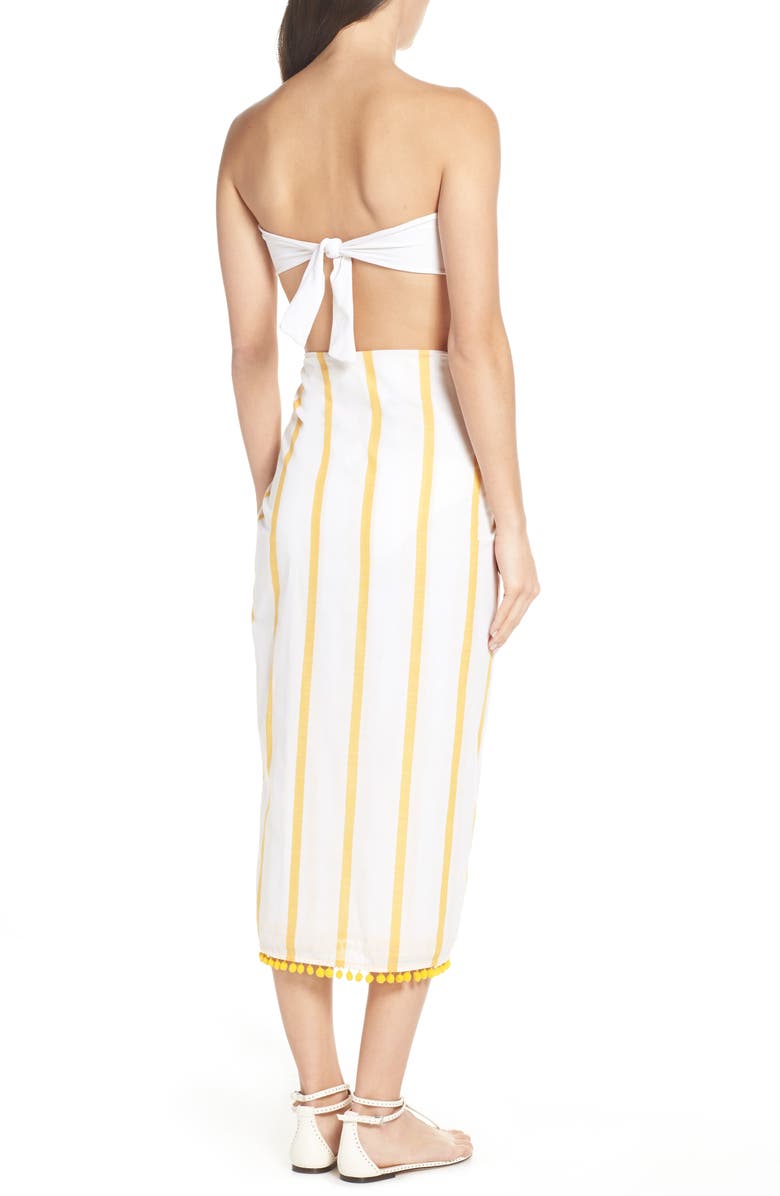 Red Carter Pompom Sarong, Alternate, color,