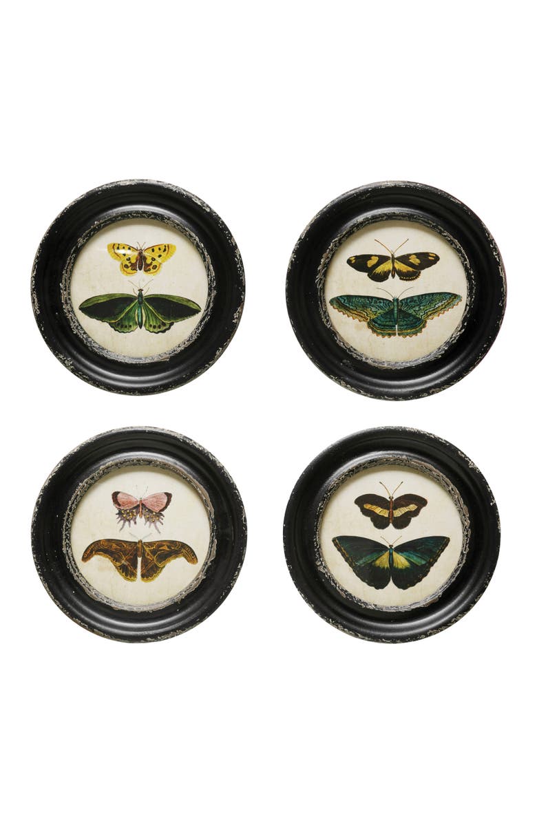 Storied Home Moth and Butterfly Framed Wall Decor, Main, color, Black