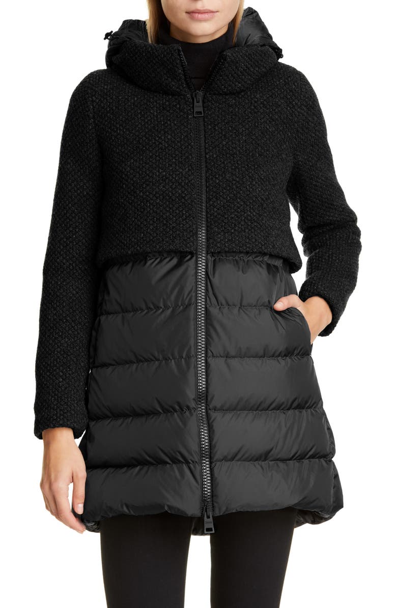 Herno High/Low Knit & Quilted Down Puffer Jacket, Main, color, 