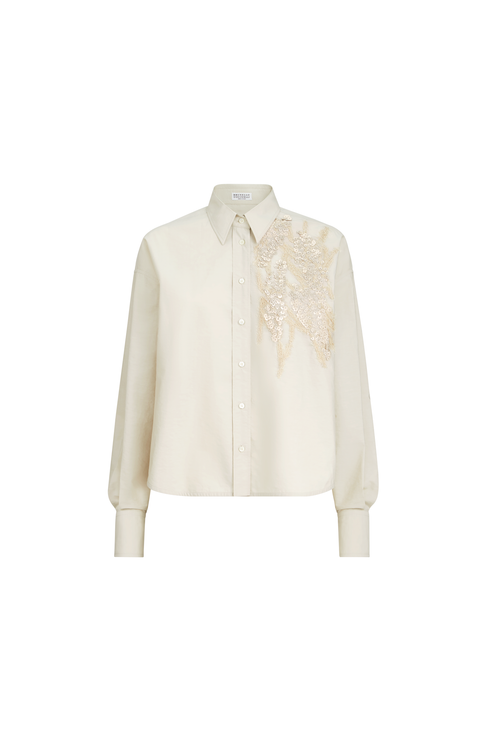 Shirt with dazzling seabed embroidery