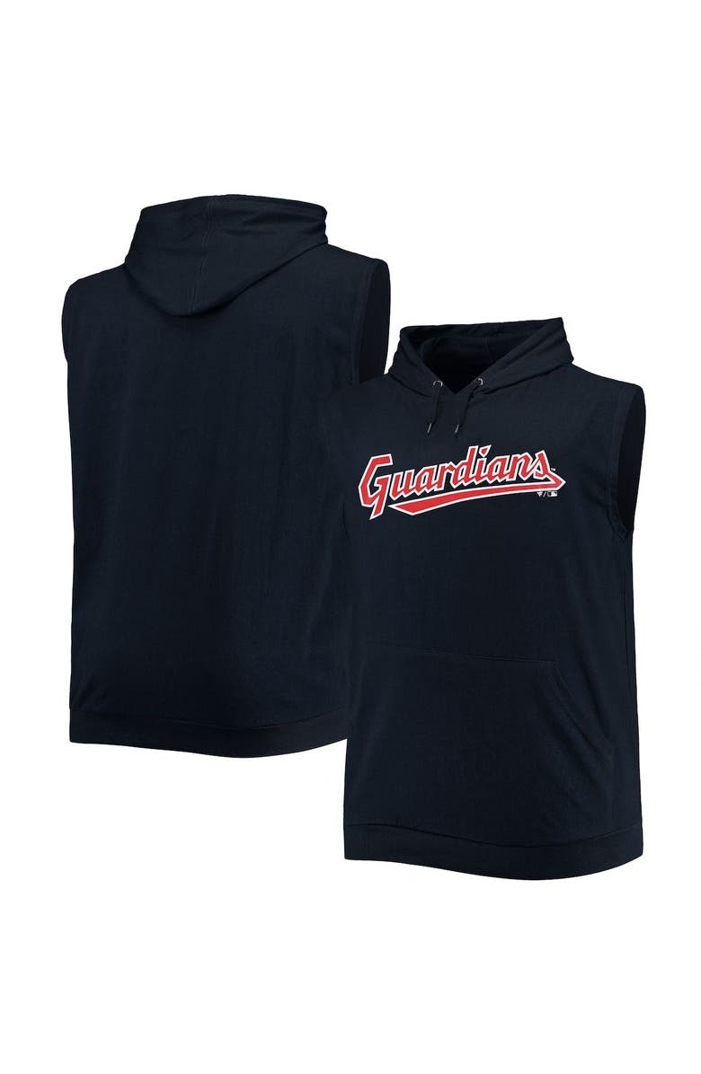 PROFILE Men's Navy Cleveland Guardians Jersey Muscle Sleeveless Pullover Hoodie, Main, color, Navy