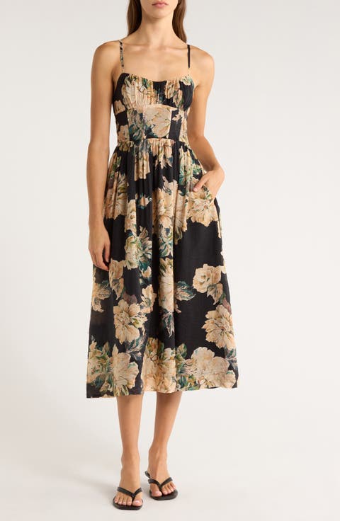 Peregrine Floral Print Sleeveless Midi Dress
