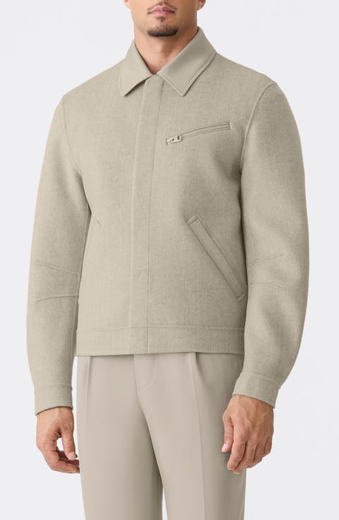 Hayes Herringbone Mixed Media Wool Jacket