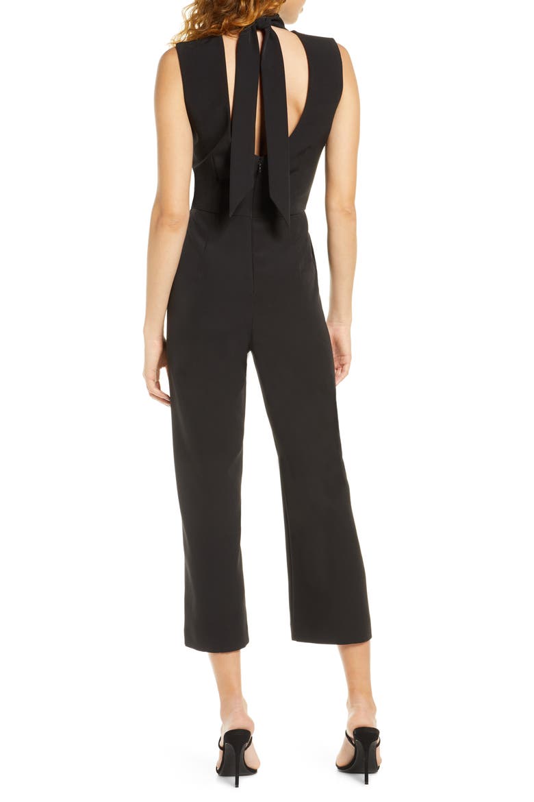 Open Back Culotte Jumpsuit, Alternate, color, BLACK