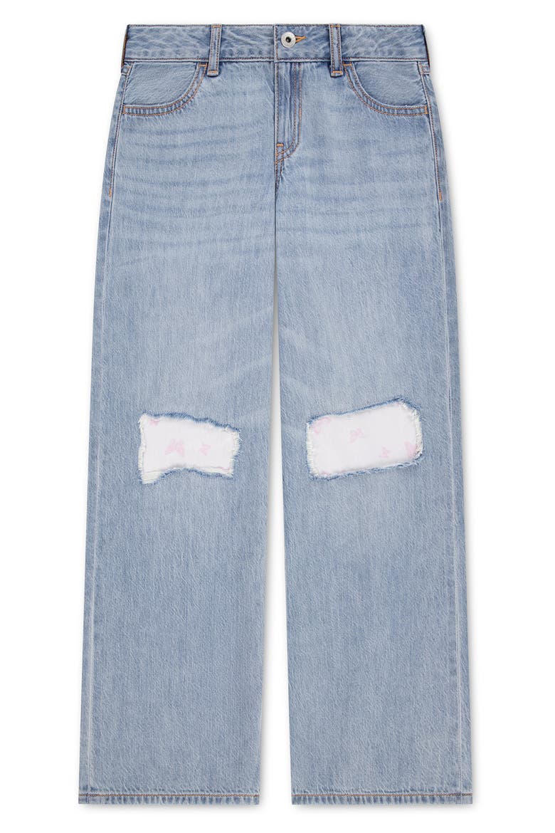 Kids' Baggy Patch Destroyed Jeans, Main, color, STRATUS DESTROY
