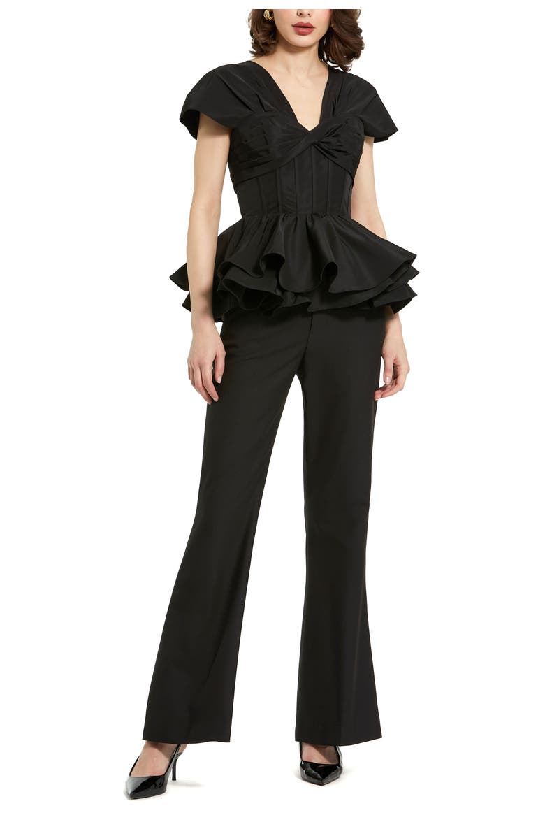 Mac Duggal Faille Twist Bustier Peplum Top, Alternate, color,