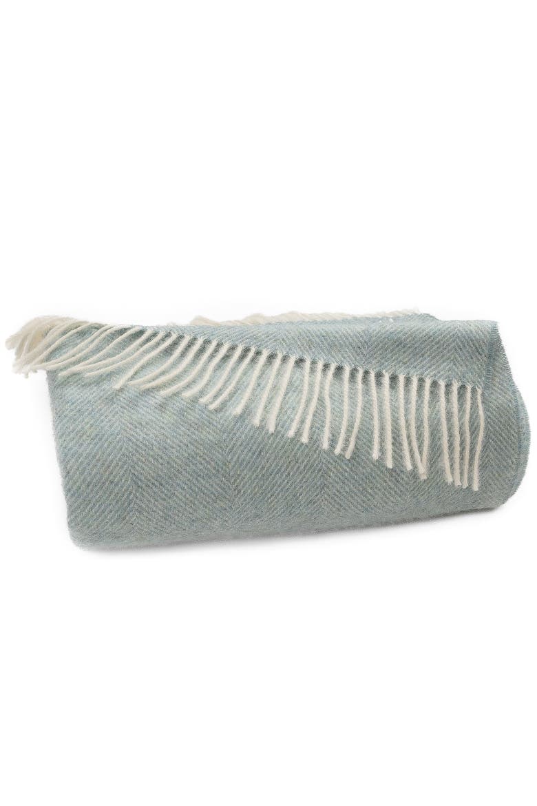 Southampton Home Shetland Lambswool Herringbone Throw, Main, color, Robin's Egg