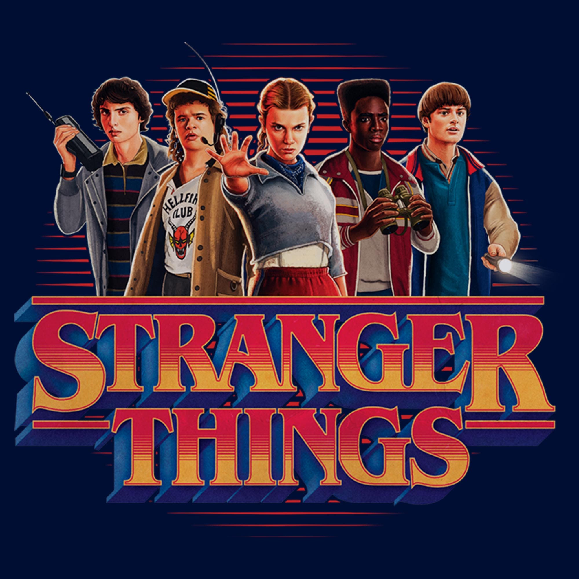 Stranger Things Netflix Boys' Retro Friend Group Main Logo Short Sleeve ...
