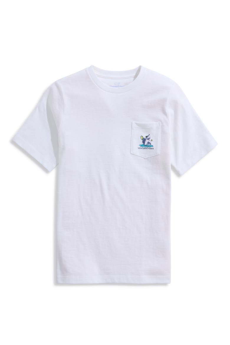 Kids' Shark Tennis Pocket Graphic T-Shirt, Main, color, WHITE CAP