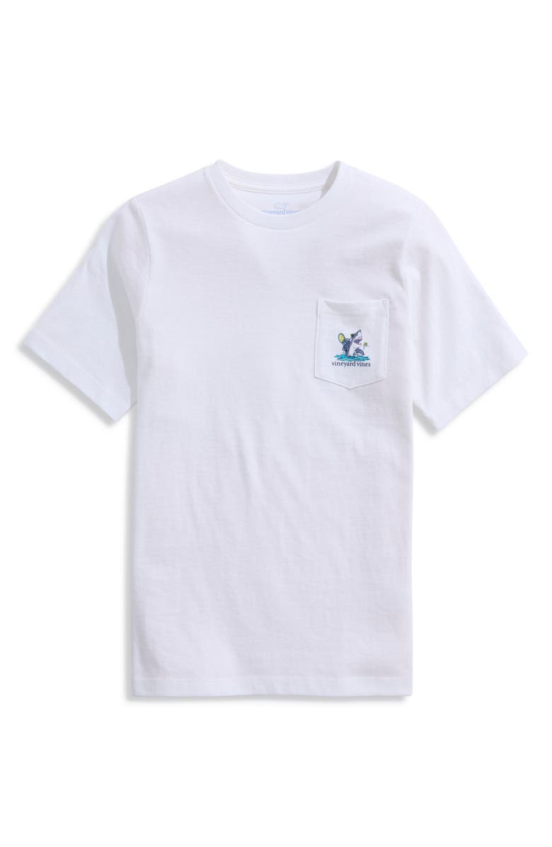 vineyard vines Kids' Shark Tennis Pocket Graphic T-Shirt, Main, color, White Cap