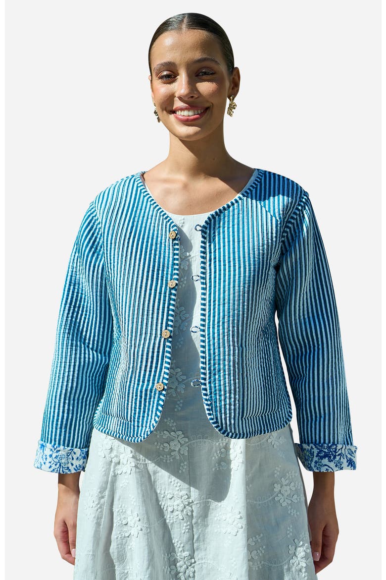 Reversible Cotton Quilted Jacket, Alternate, color, Blue
