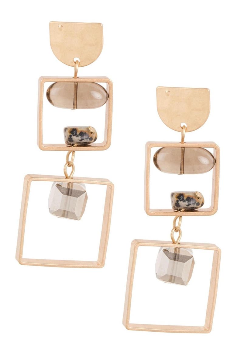 Sedona Stone Accent Square Double Drop Earrings, Alternate, color, BROWN