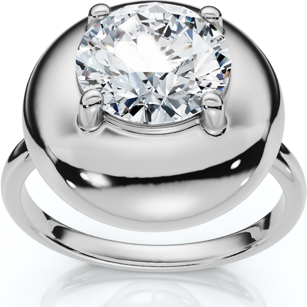 Bliss Diamond 1ct Diamond Bezel Stackable Button Engagement Ring 14k Gold Or Pt Lab Grown In Silver