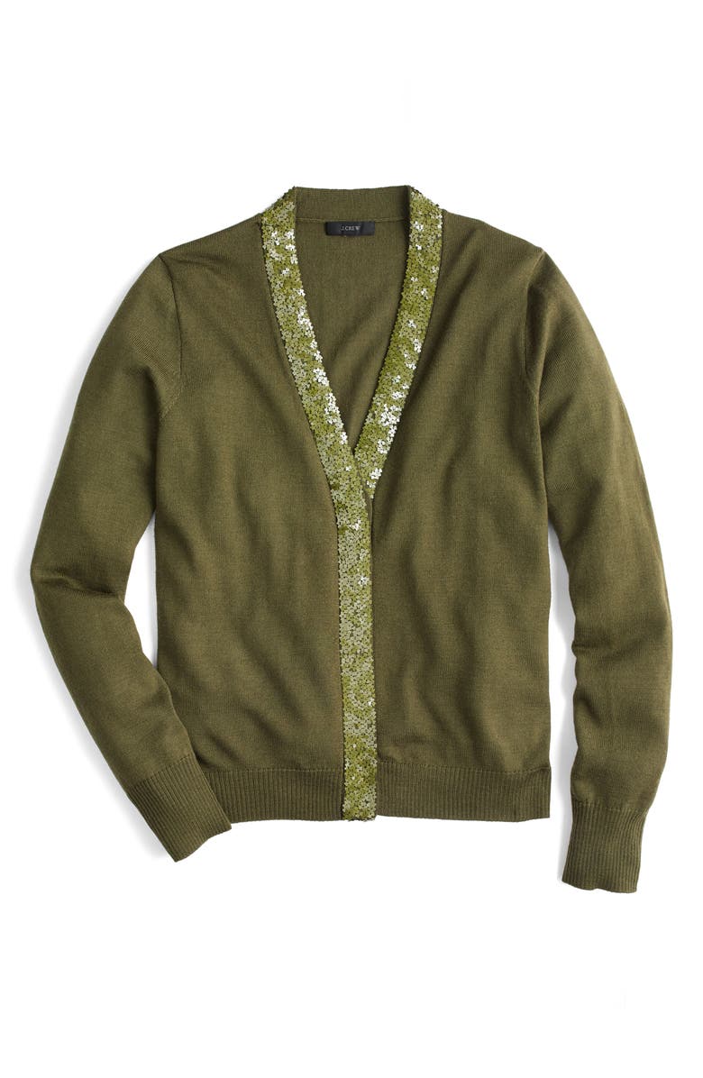 J.Crew Harlow Sequin Placket Cardigan, Alternate, color, 