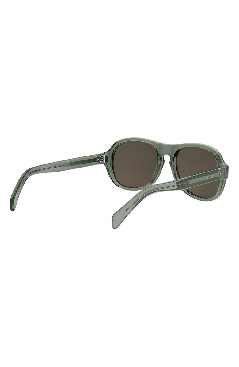 CELINE Bold 3 Dots 56mm Pilot Sunglasses, Alternate, color, Shiny Light Green / Brown