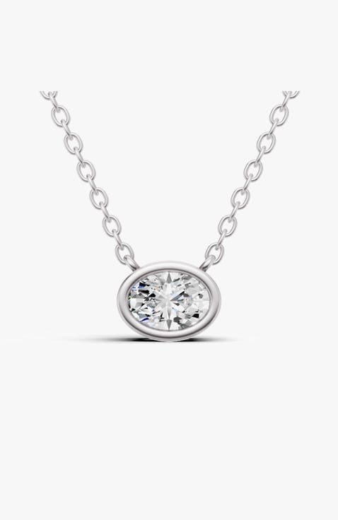 14K Gold 0.75 ct Lab-Grown Diamond Solitaire Bezel Pendant