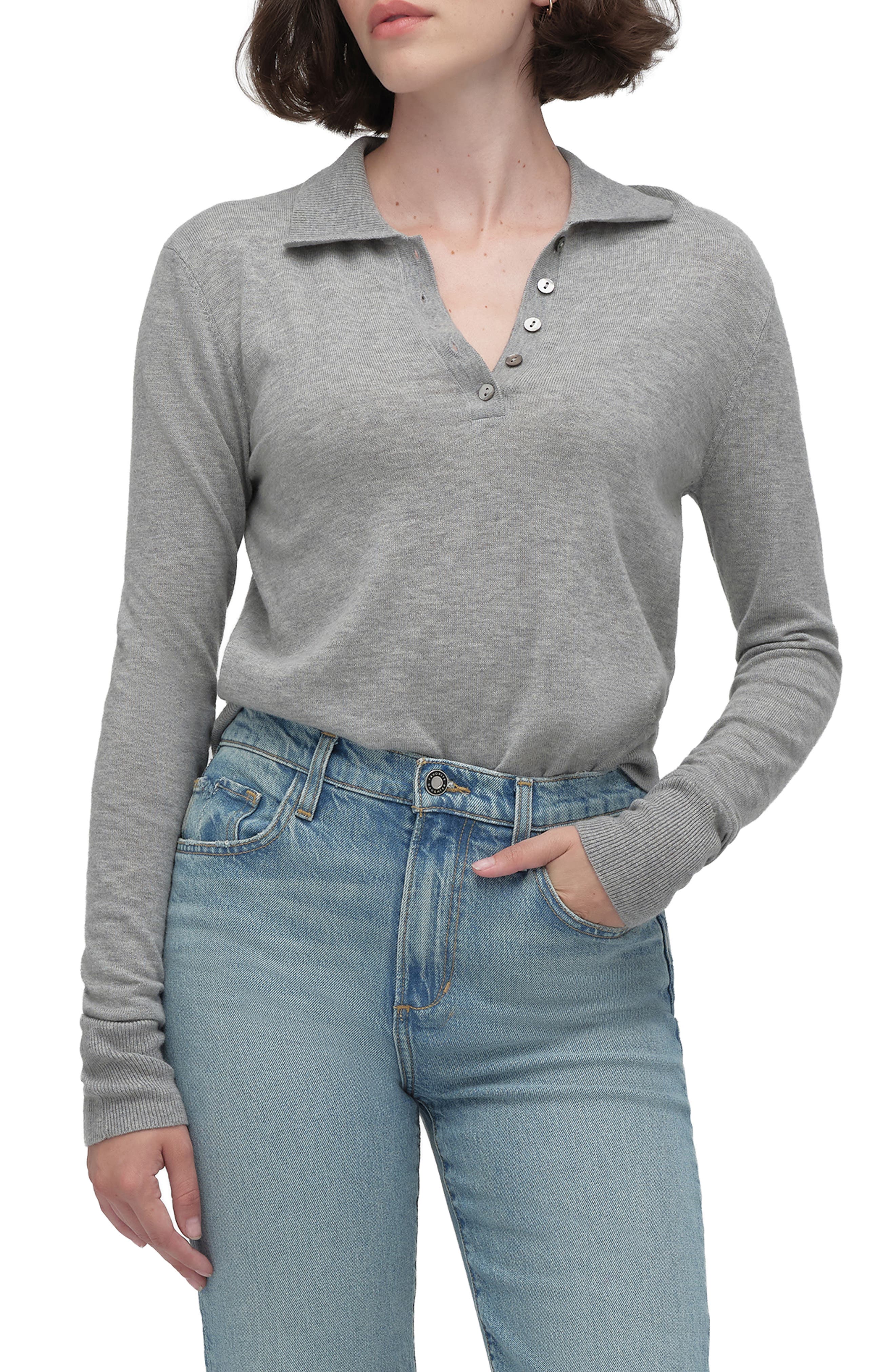 The Cleo Merino Wool Blend Henley Sweater