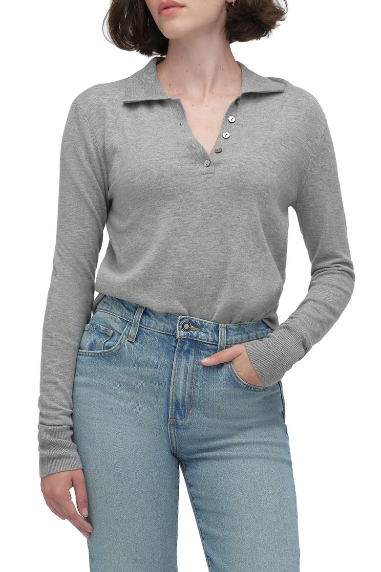 The Cleo Merino Wool Blend Henley Sweater, Main, color, HEATHER GREY