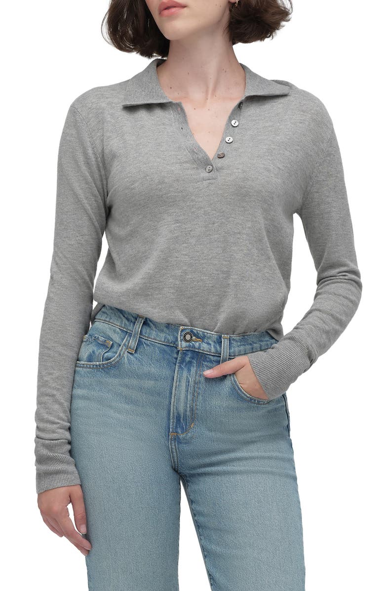 Favorite Daughter The Cleo Merino Wool Blend Henley Sweater, Main, color, Heather Grey