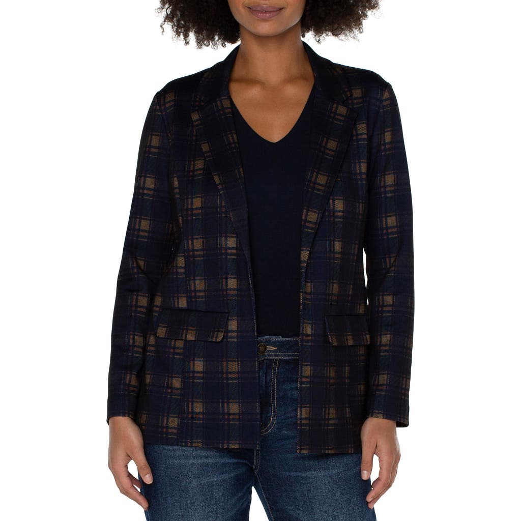 Liverpool Los Angeles Plaid Open Front Boyfriend Blazer