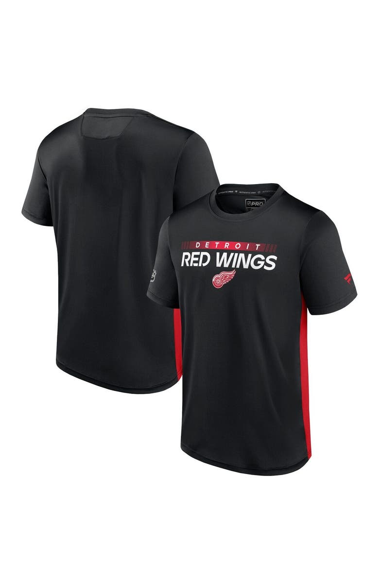 FANATICS Men's Fanatics Branded Black/Red Detroit Red Wings Authentic Pro Rink Tech T-Shirt, Main, color, Black
