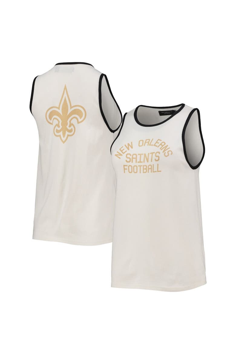 Women's Junk Food White/Black New Orleans Saints Throwback Pop Binding Scoop Neck Tank Top, Main, color, White