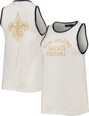 Junk Food Women's Junk Food White/Black New Orleans Saints Throwback Pop Binding Scoop Neck Tank Top
