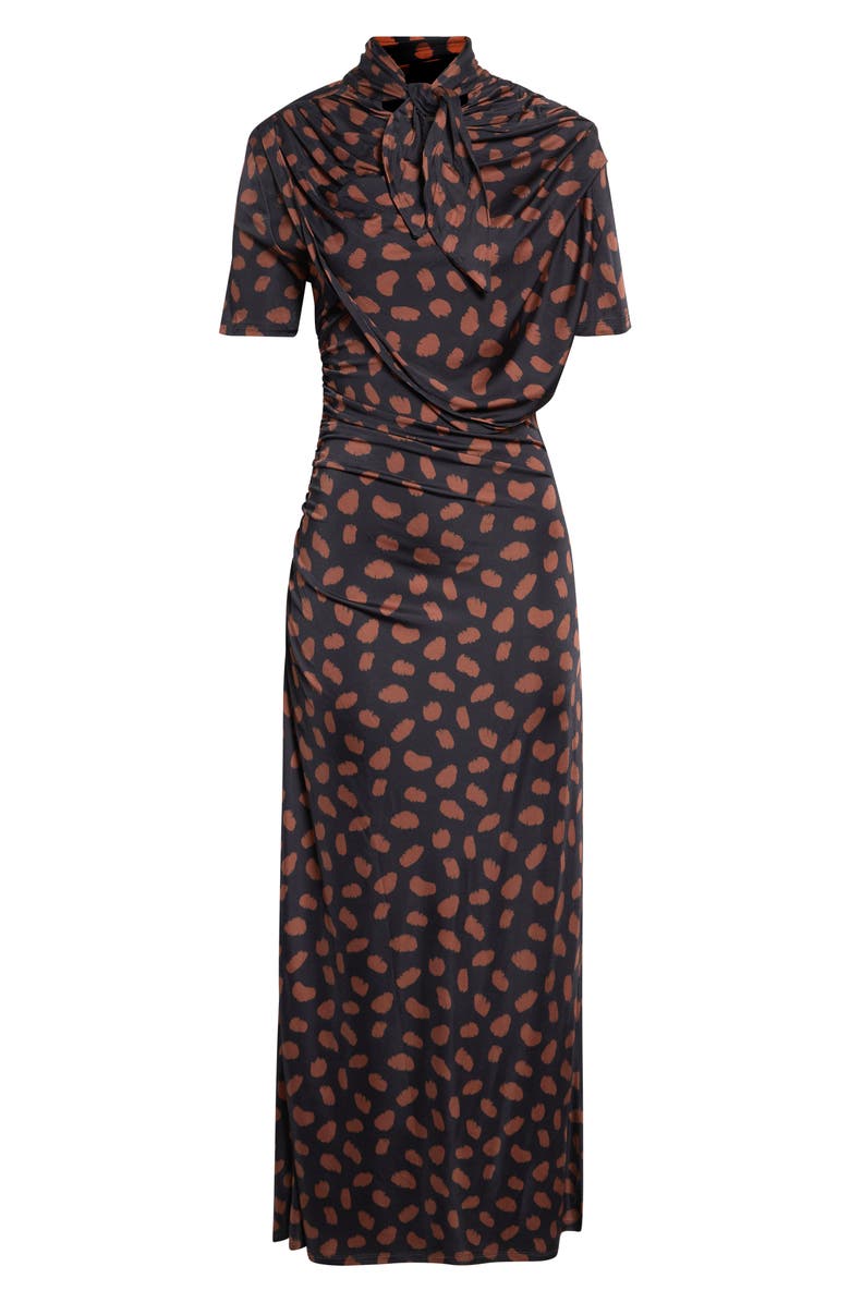 Johanna Ortiz Serene Print Ruched Jersey Safari Dress, Main, color, Black / Coffee