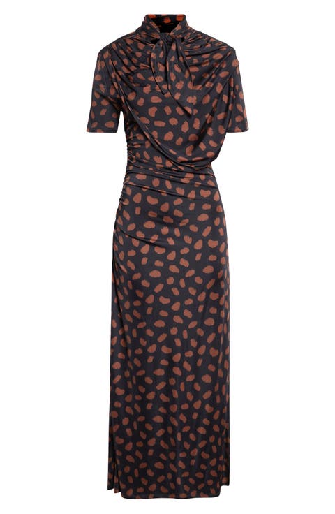Serene Print Ruched Jersey Safari Dress