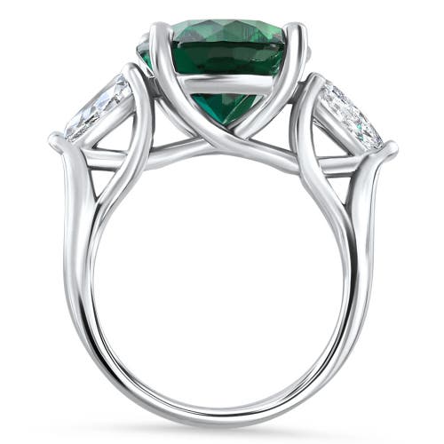 Bliss Diamond 16x12mm Emerald & 1ct Pear Shape Diamond Ring 14k Gold Lab Grown In 14k White Gold