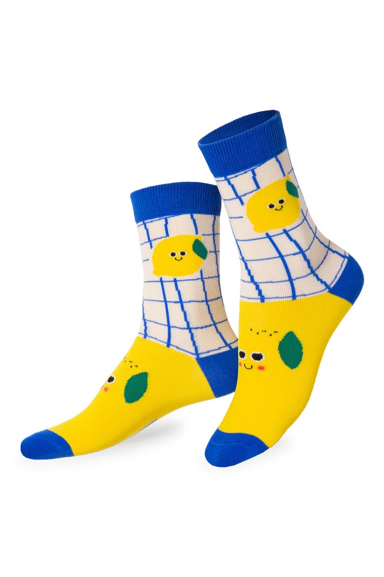 Kids' Acid Lemon 3D Crew Socks, Main, color, MULTICOLOR
