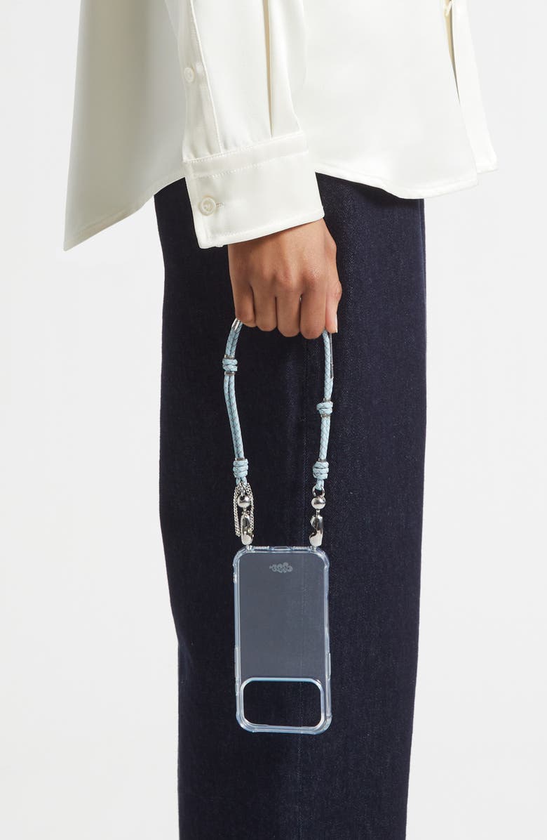 ossa Leather Bolo Wrist Strap for iPhone Case, Alternate, color, Cornflower Blue