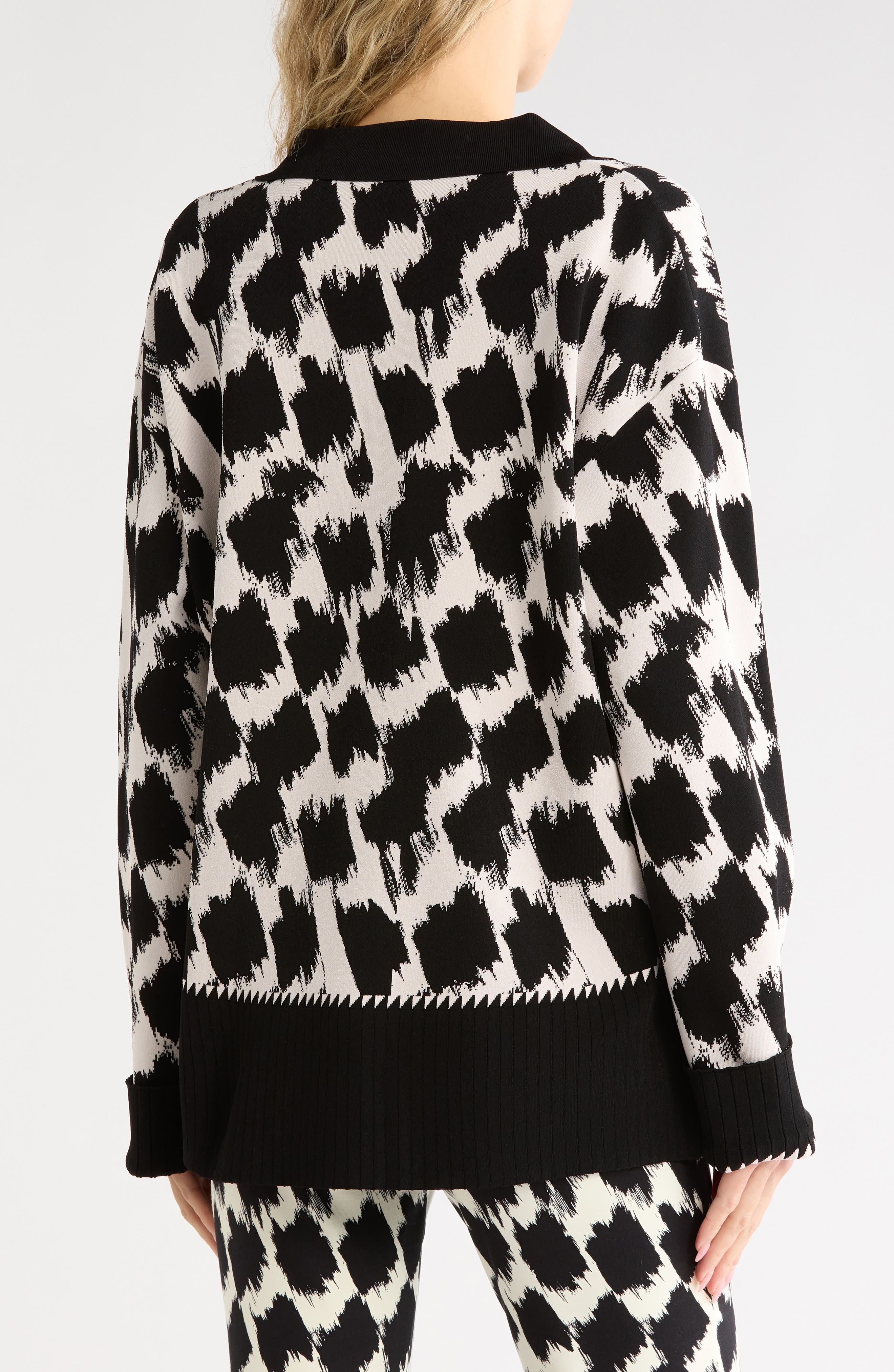 Diane von Furstenberg Lucretia Houndstooth Pattern Sweater (Women ...