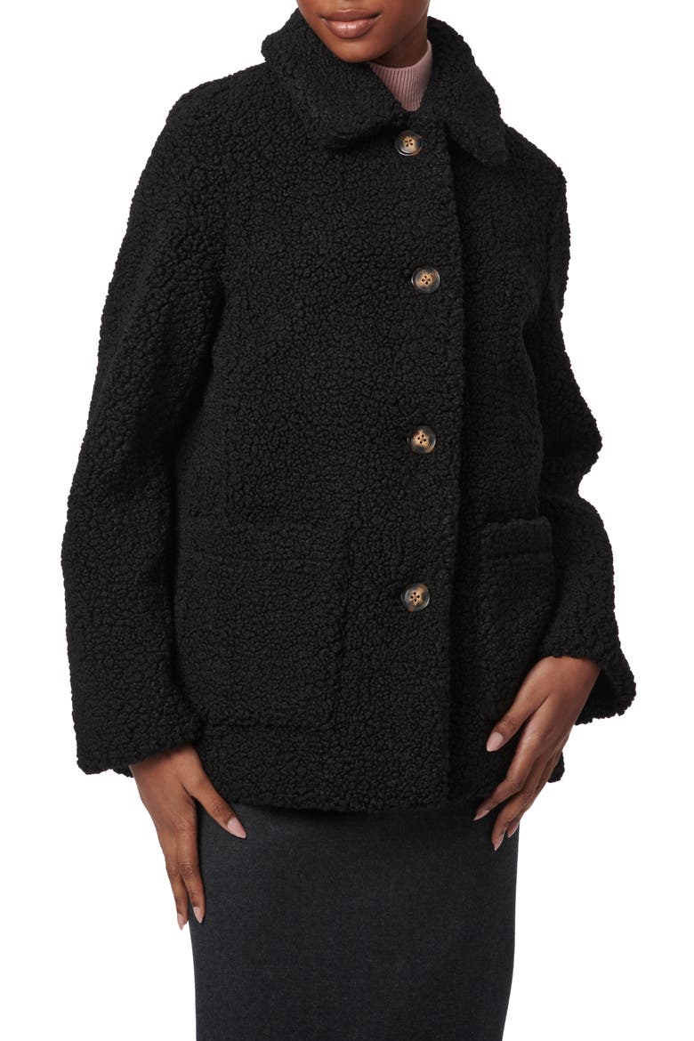 Cozy Faux Shearling Barn Jacket, Main, color, BLACK