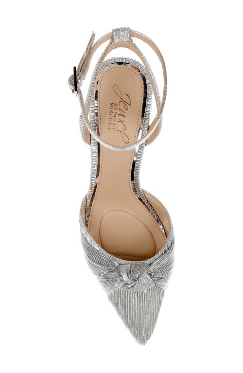 Jewel Badgley Mischka Enid Ankle Strap Pointed Toe Pump In Silver