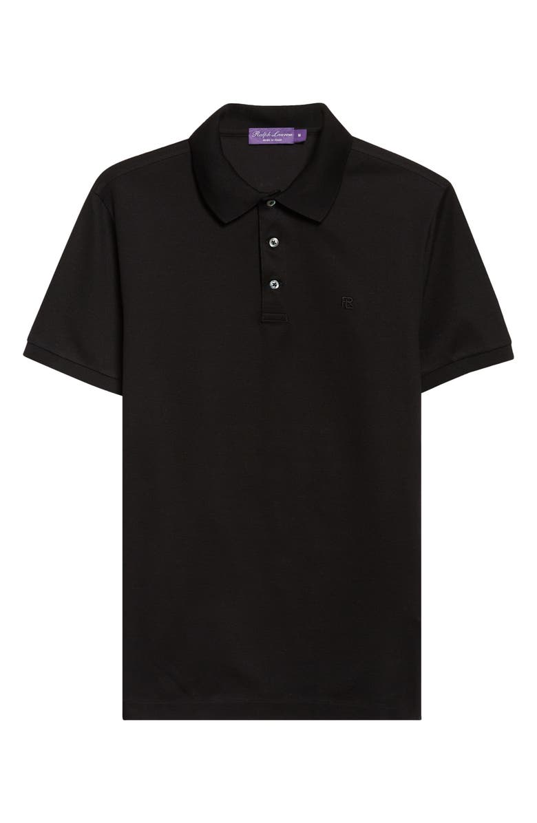 Ralph Lauren Purple Label Embroidered Logo Cotton Piqué Polo, Main, color, Classic Black