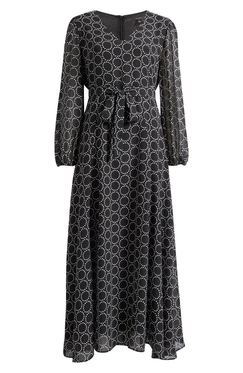 Halogen<sup>®</sup> Abstract Print Long Sleeve Dress, Main, color, Rich Black
