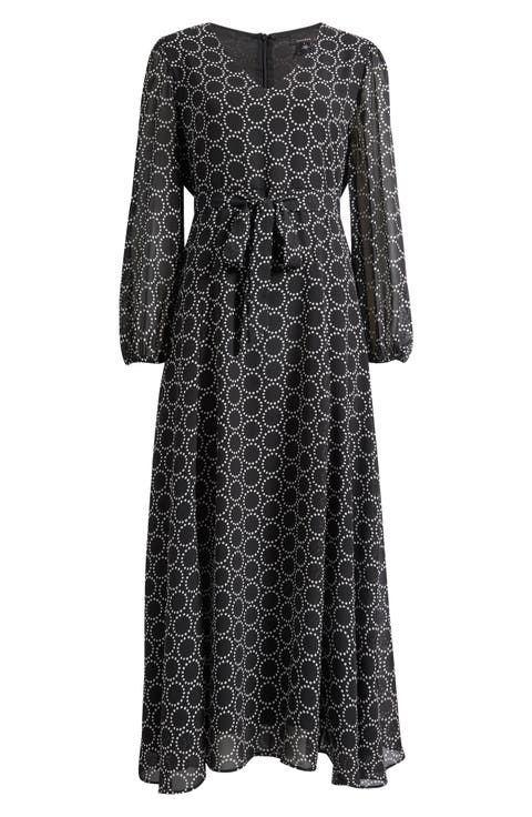 Abstract Print Long Sleeve Dress