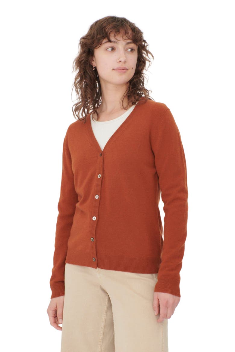 Essential Cashmere V-Neck Cardigan, Alternate, color, sugar almond