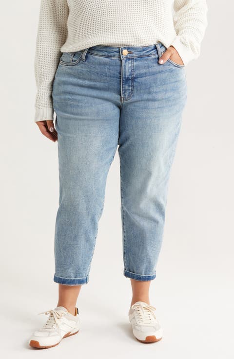 Sienna High Waist Crop Baggy Boyfriend Jeans (Honesty) (Plus)
