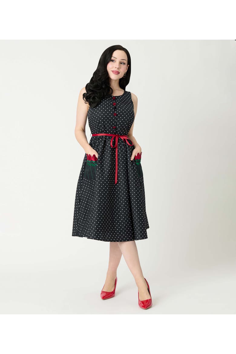 Tulip Pocket Swing Dress, Main, color, Black Rose