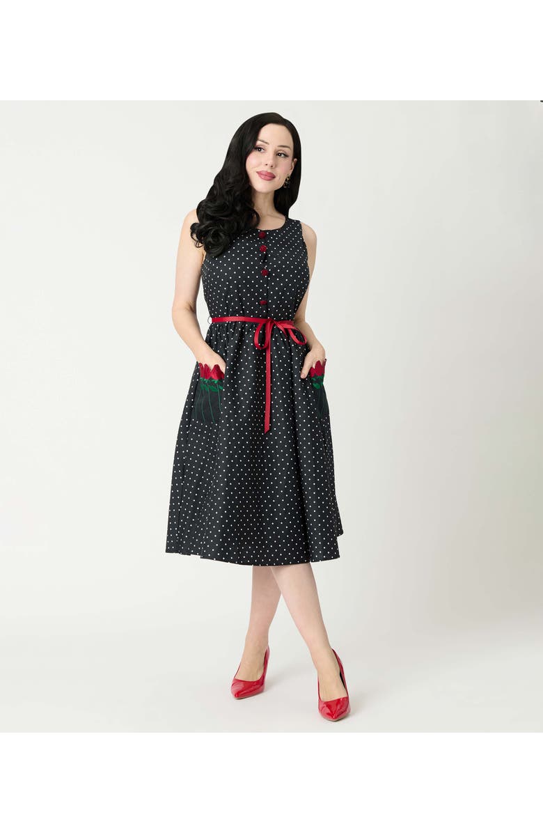 Smak Parlour Tulip Pocket Swing Dress, Main, color, Black Rose