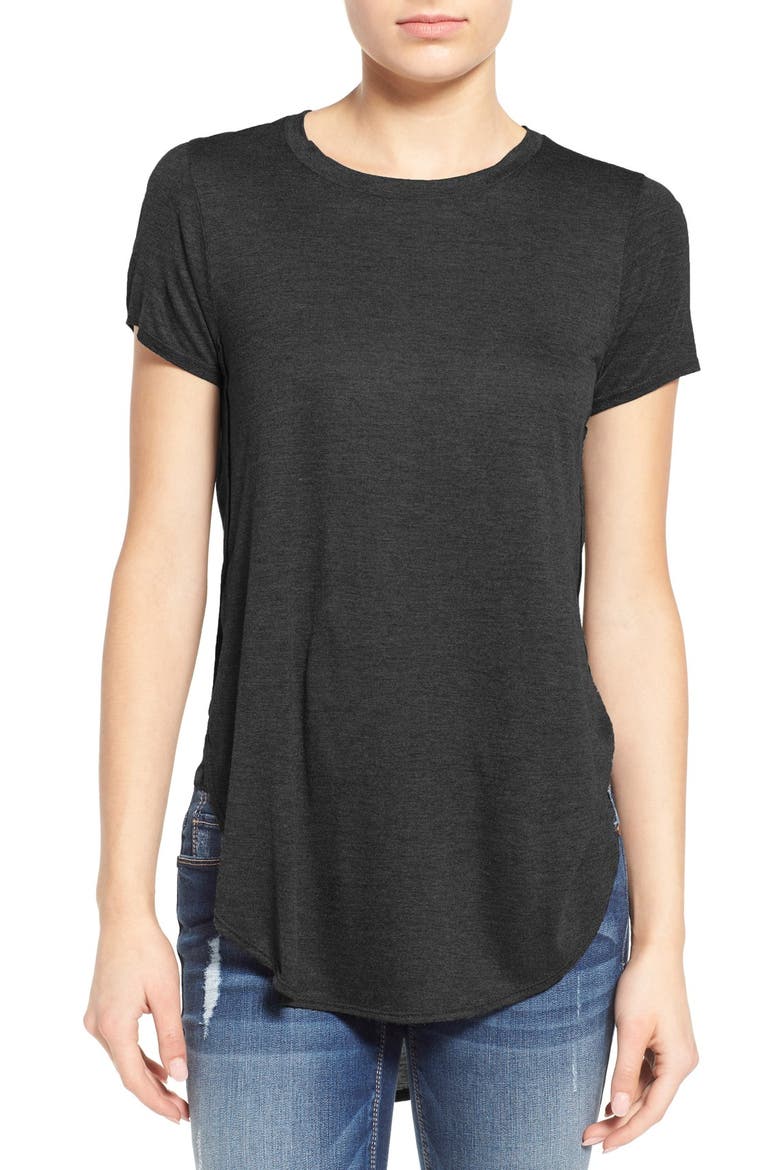 Side Slit Tee, Main, color, BLACK